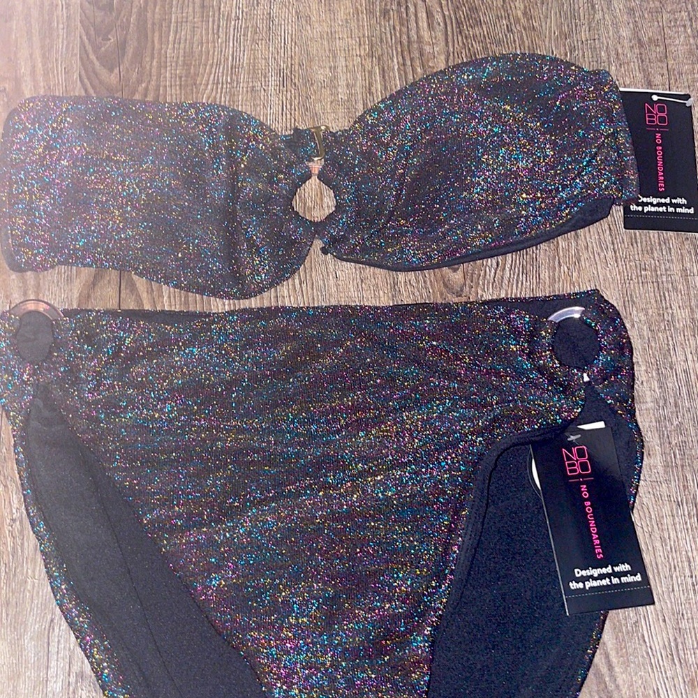 Black and Iridescent Bikini Set. Both Size Large. NWT.